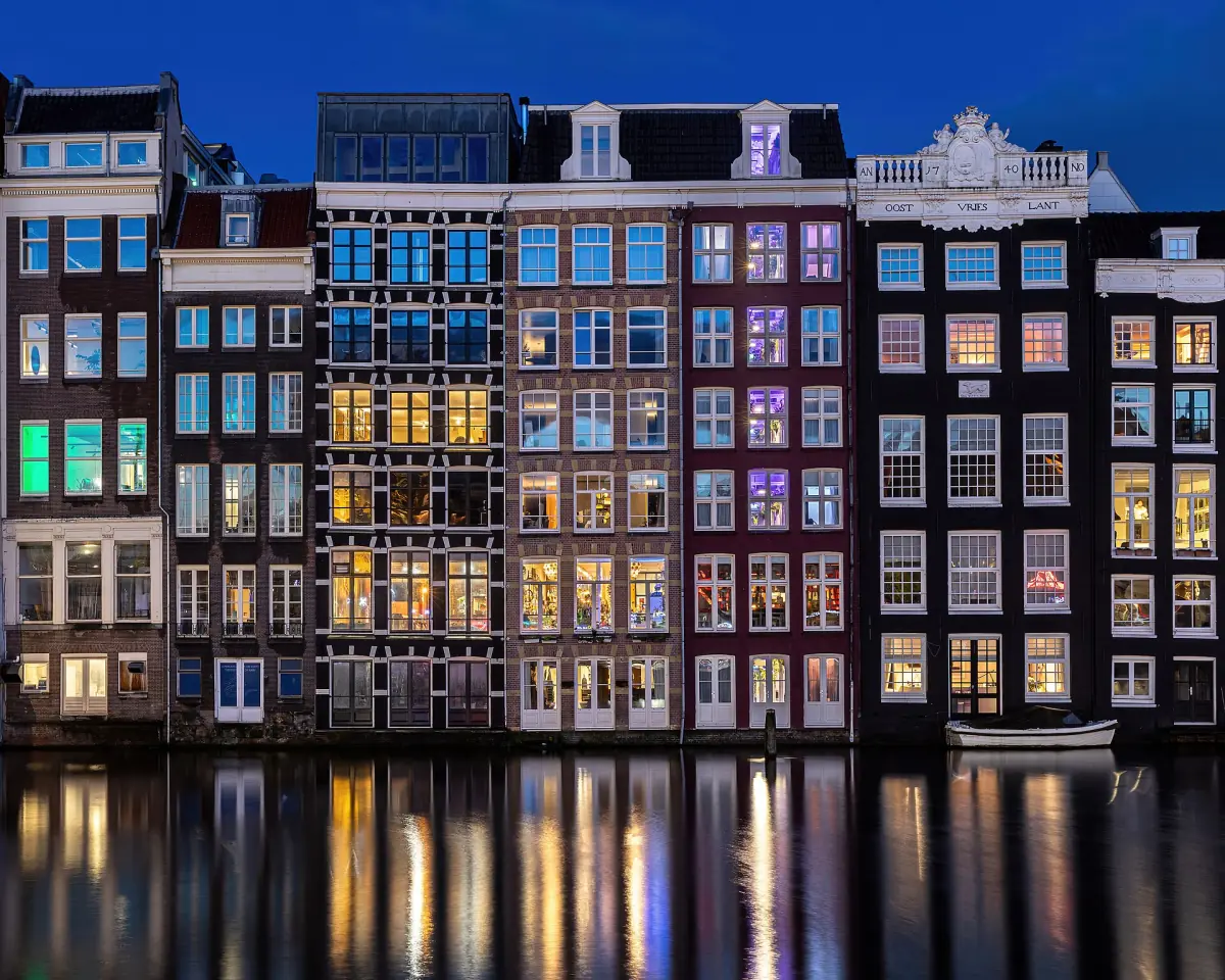 Canal houses at blue hour