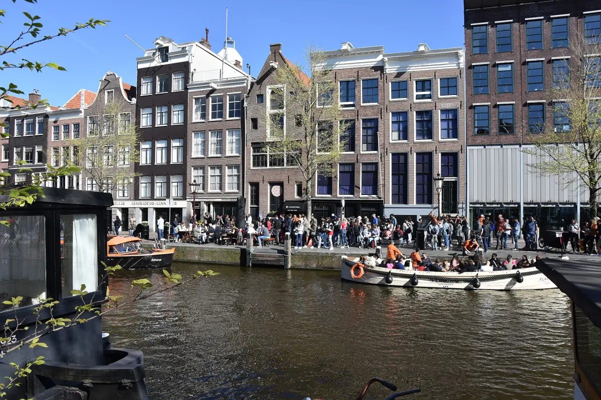 The Anne Frank House seen across the canal