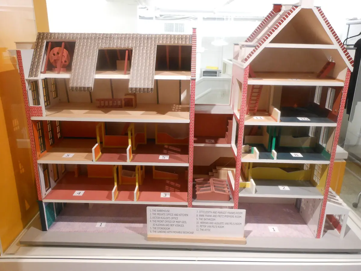 A model of the front house and the Secret Annex