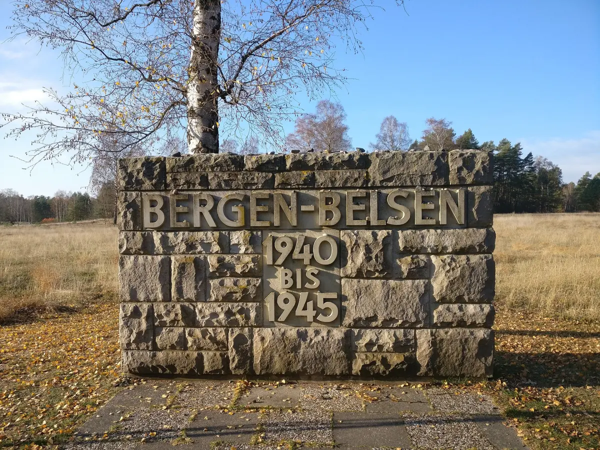 The memorial stone at Bergen-Belsen