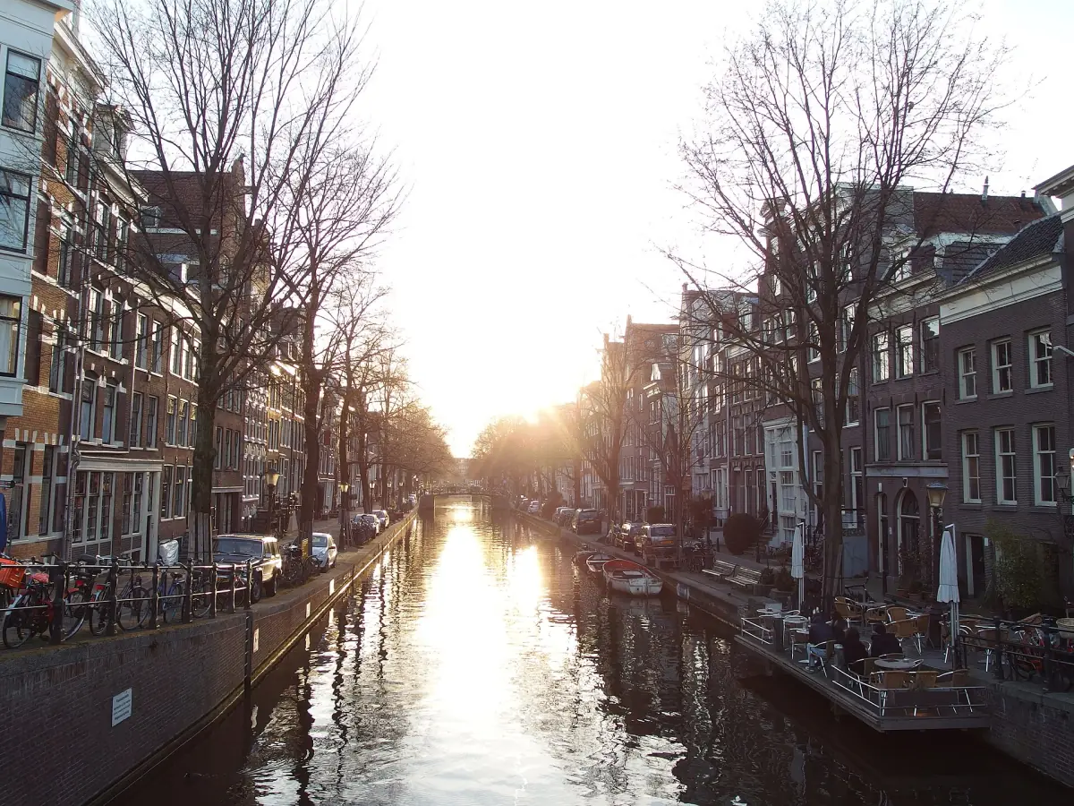 A Jordaan canal at sunset